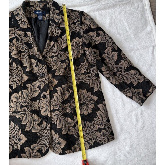 Vtg Denim & Co Tapestry Blazer Jacket Large Floral Damask Boho Dark Academia - Picture 9 of 16